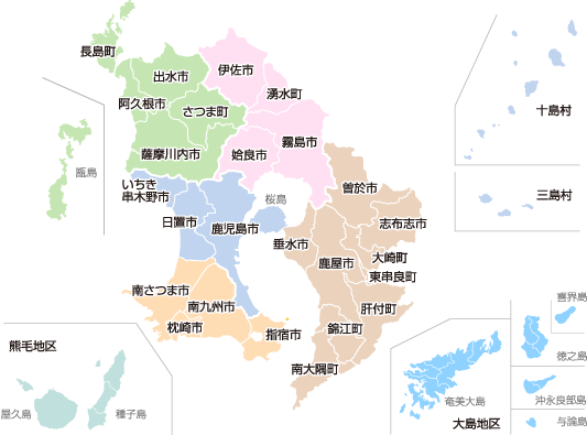 鹿児島の市町村地図